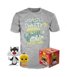 Funko POP + camiseta Camiseta Looney Tunes Sylvestre and Tweety Flocked Exclusive
